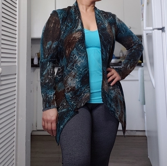 Alberto Makali Paisley Tie Front Cardigan Sweater, Size S - Picture 6 of 11